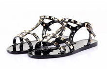 Load image into Gallery viewer, Simone Stud Sandals - Black - Jelly Sandals
