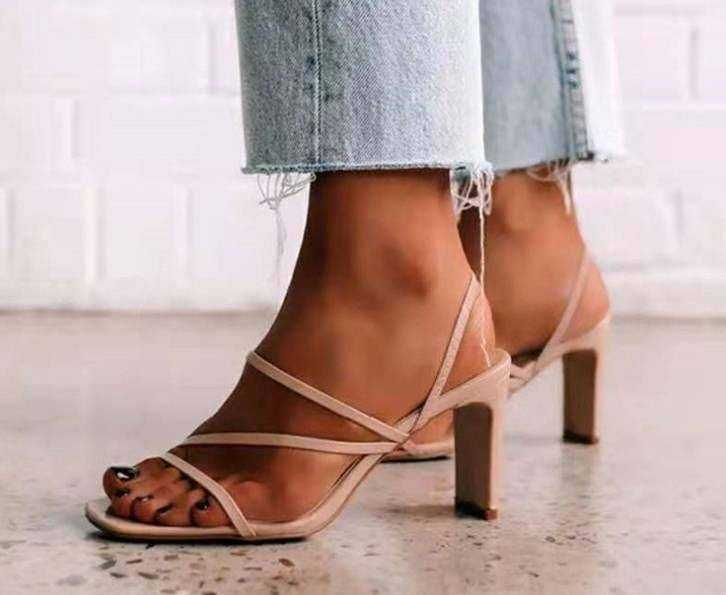 Robyn Strappy Block Heel - Blush