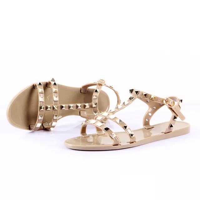 Simone Stud Sandals - Beige - Jelly Sandals