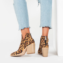 Load image into Gallery viewer, Steph Ankle Cut Block Heel Boots - Leopard
