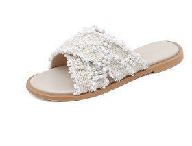 Rebekah Pearl Slides - Cream