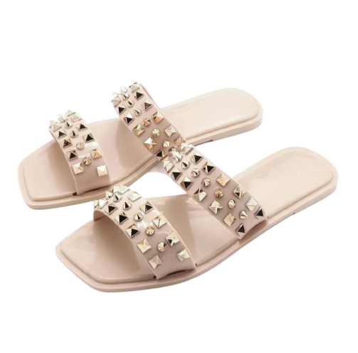 Natalie Stud Slide - Beige - Jelly Sandals